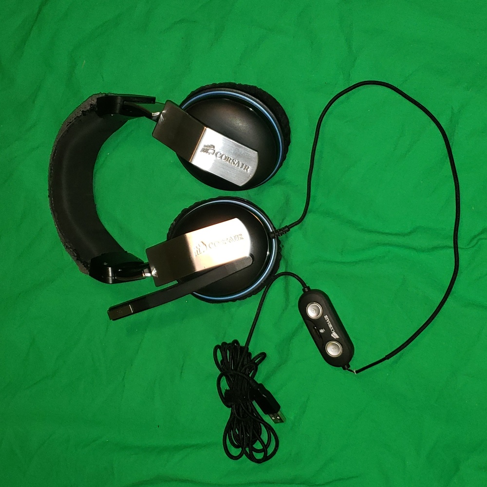 Corsair USB Headset Black Blue Silver